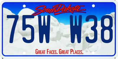 SD license plate 75WW38