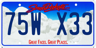 SD license plate 75WX33