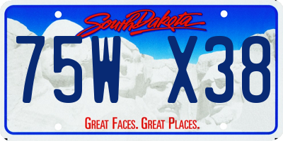 SD license plate 75WX38