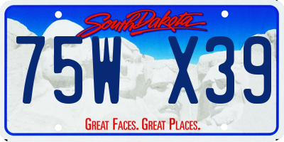 SD license plate 75WX39