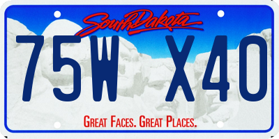 SD license plate 75WX40