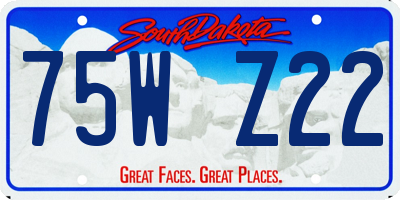 SD license plate 75WZ22