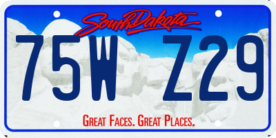 SD license plate 75WZ29
