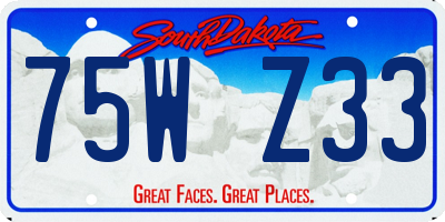 SD license plate 75WZ33