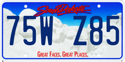 SD license plate 75WZ85