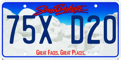SD license plate 75XD20