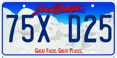 SD license plate 75XD25