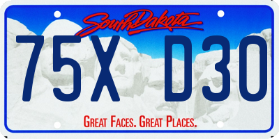 SD license plate 75XD30