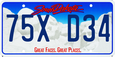 SD license plate 75XD34
