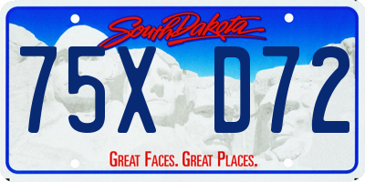 SD license plate 75XD72