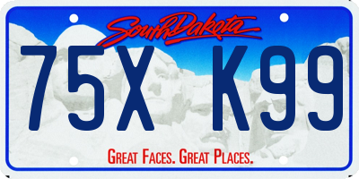 SD license plate 75XK99