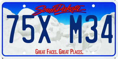 SD license plate 75XM34