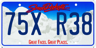 SD license plate 75XR38