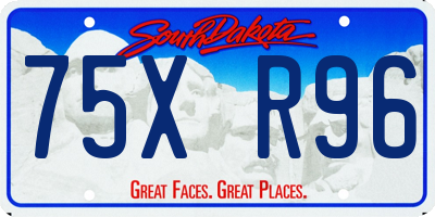 SD license plate 75XR96