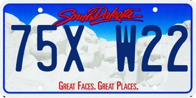 SD license plate 75XW22