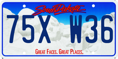 SD license plate 75XW36