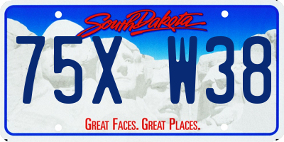 SD license plate 75XW38