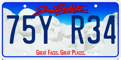 SD license plate 75YR34