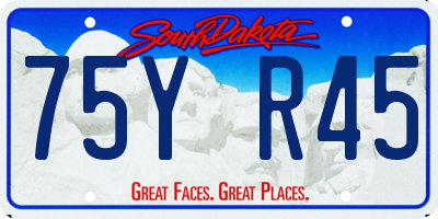 SD license plate 75YR45