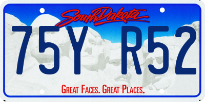 SD license plate 75YR52
