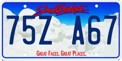 SD license plate 75ZA67