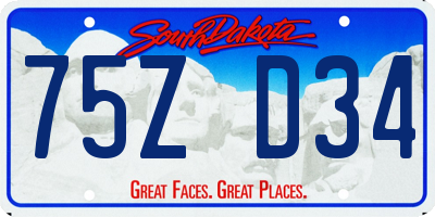 SD license plate 75ZD34