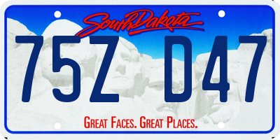 SD license plate 75ZD47