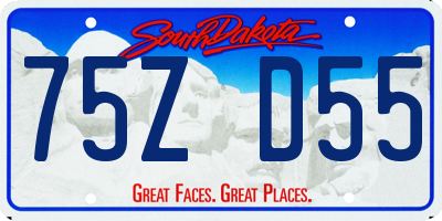 SD license plate 75ZD55