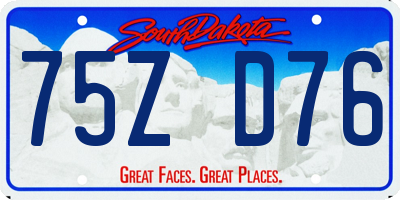 SD license plate 75ZD76