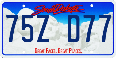 SD license plate 75ZD77