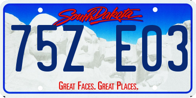 SD license plate 75ZE03