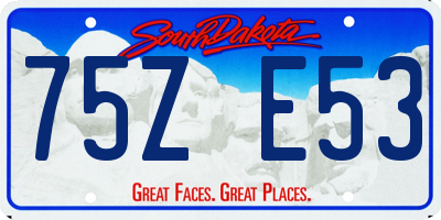 SD license plate 75ZE53