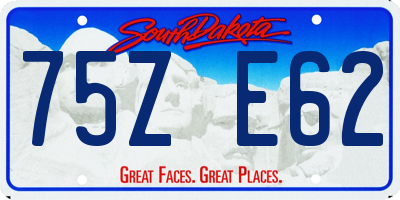 SD license plate 75ZE62