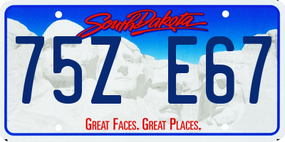 SD license plate 75ZE67