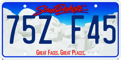 SD license plate 75ZF45