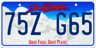 SD license plate 75ZG65