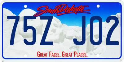 SD license plate 75ZJ02
