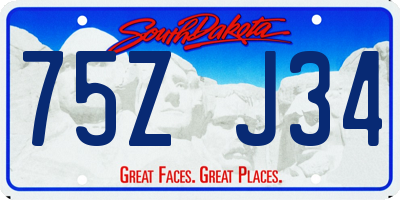 SD license plate 75ZJ34