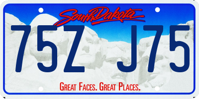 SD license plate 75ZJ75