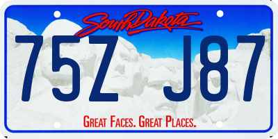 SD license plate 75ZJ87
