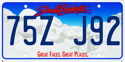 SD license plate 75ZJ92