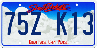 SD license plate 75ZK13