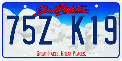 SD license plate 75ZK19