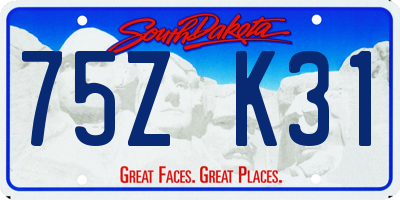 SD license plate 75ZK31