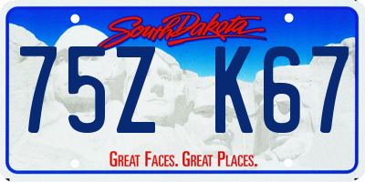 SD license plate 75ZK67