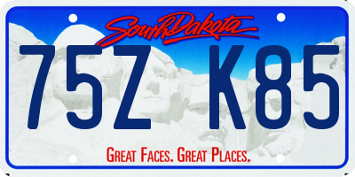 SD license plate 75ZK85