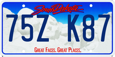SD license plate 75ZK87