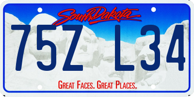 SD license plate 75ZL34