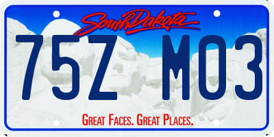 SD license plate 75ZM03