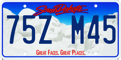 SD license plate 75ZM45